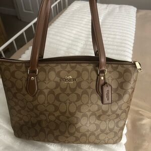 Coach Tan and Brown Signature Tote